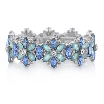 Designer tonal blue floral bracelet